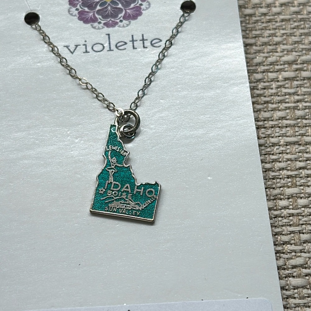 Handmade by Violette Grace State Charm Necklace Idaho #785